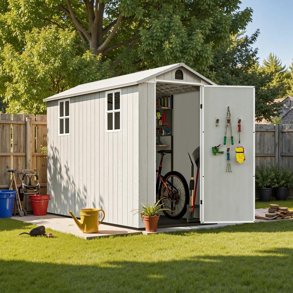 Patiowell 4x8 store doors open