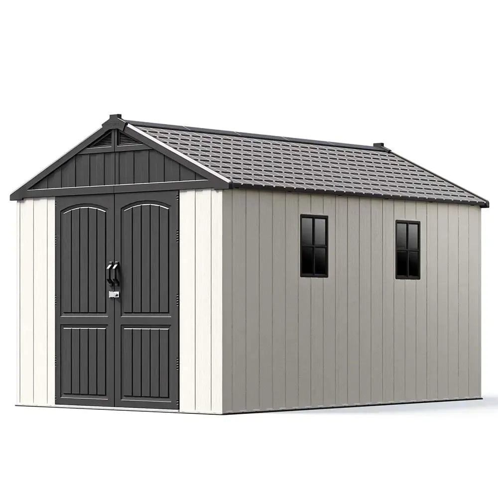 Patiowell Kick-it 8x12 shed in grey and white