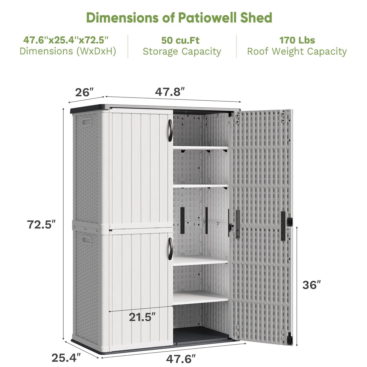 Patiowell 50 cu.ft cabinet dimensions