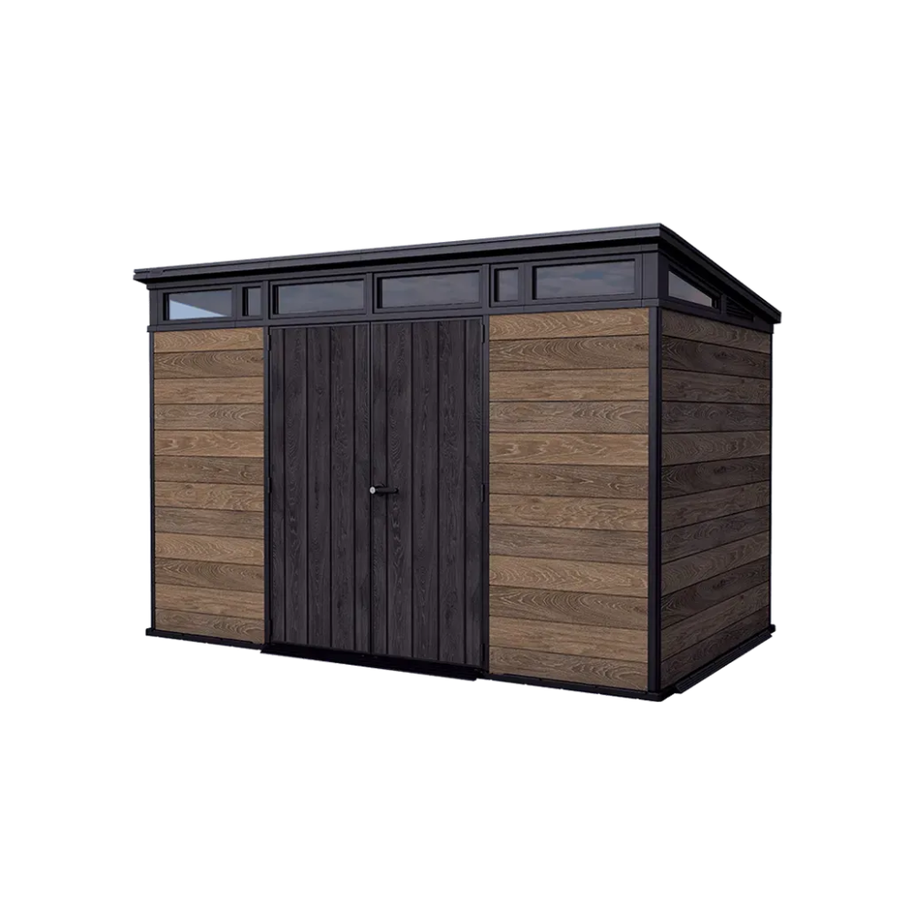 Keter Signature 11x7 shed in walnut brown