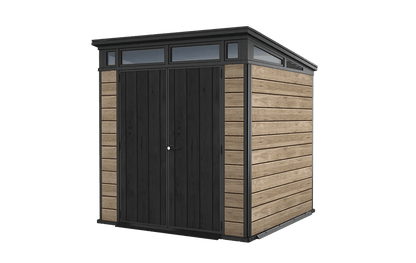 Keter Signature 7x7 pent shed in ashwood