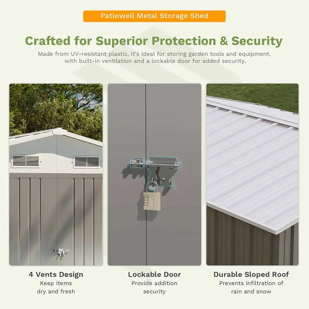 Patiowell metal shed features