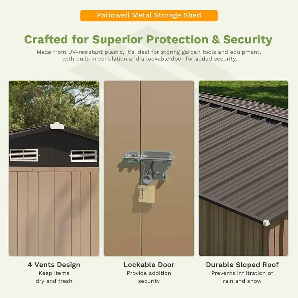Patiowell metal shed features