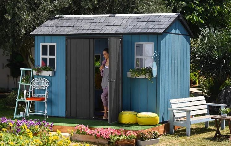 Keter Oakland shed doors open
