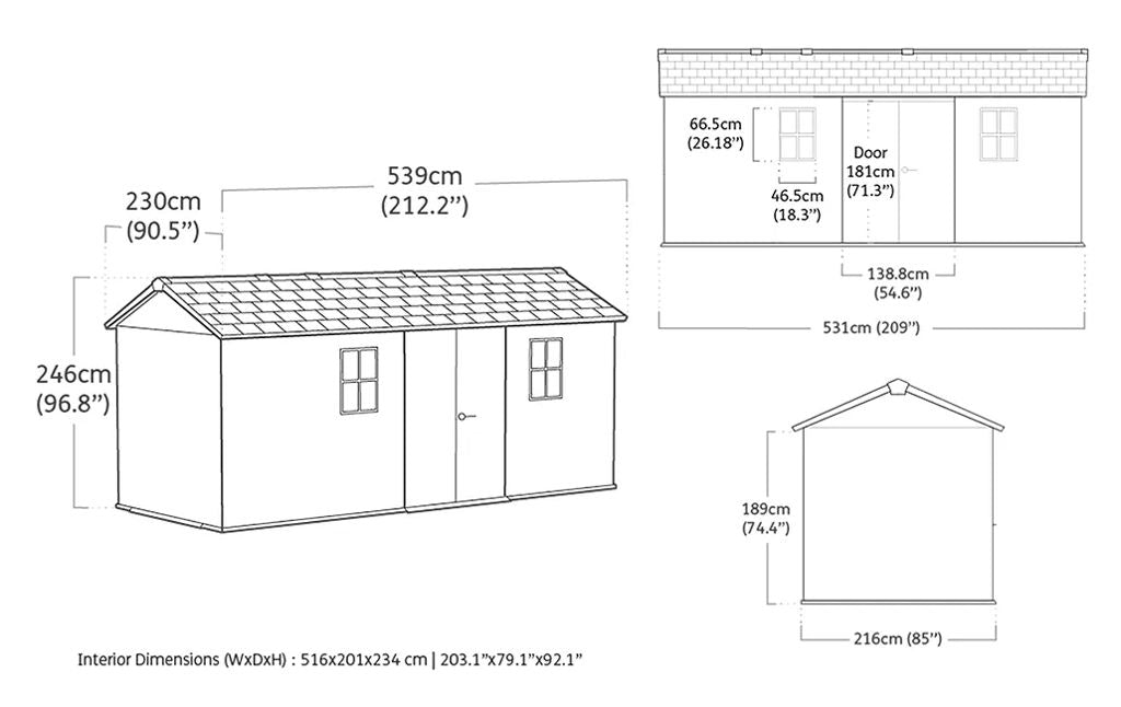 Keter Newton Plus 7.5x17 dimensions