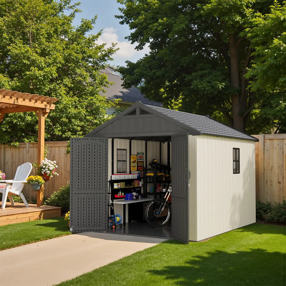 Patiowell 8x10 shed in a garden
