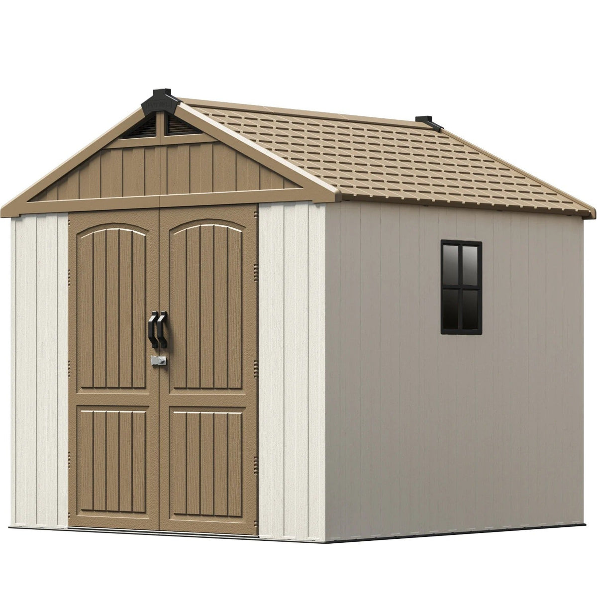 Patiowell Kick-it 8x8 shed in khaki and beige