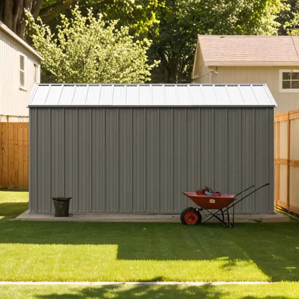 Patiowell 10x12 metal shed in a garden