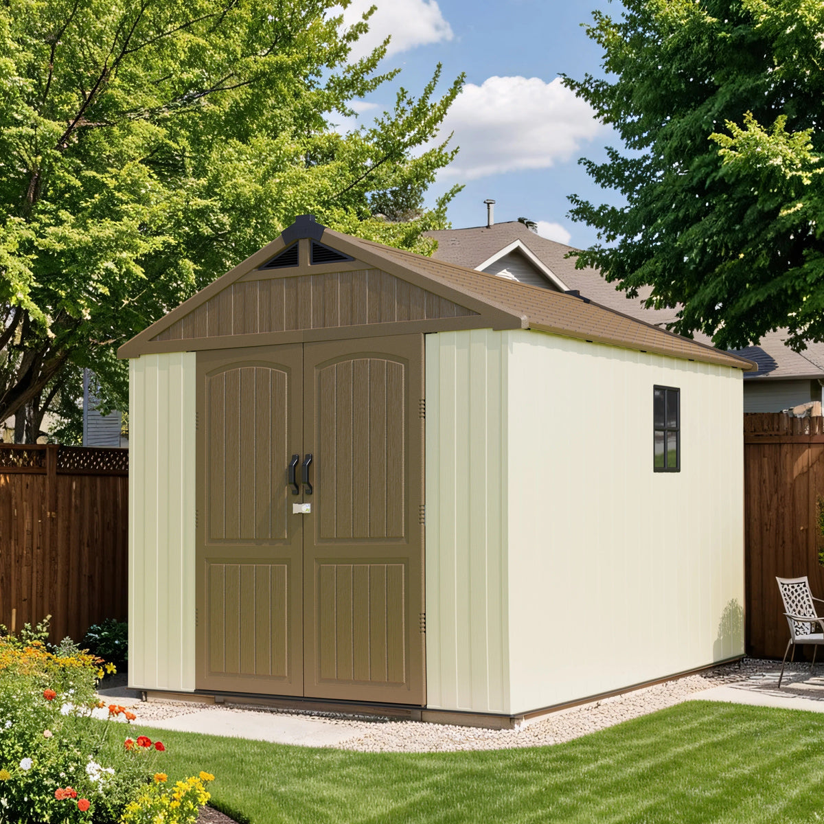 Patiowell 8x10 khaki shed closed