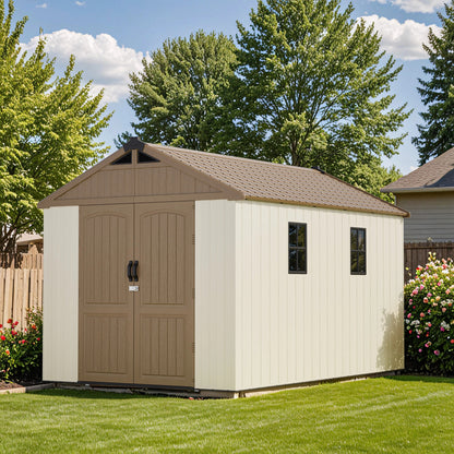 Patiowell 8x12 khaki shed closed