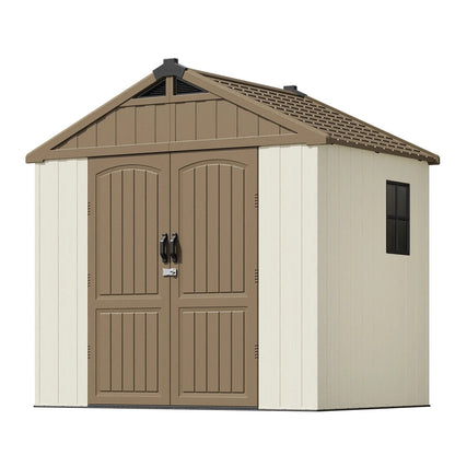 Patiowell Kick-it 8x6 shed in khaki and beige