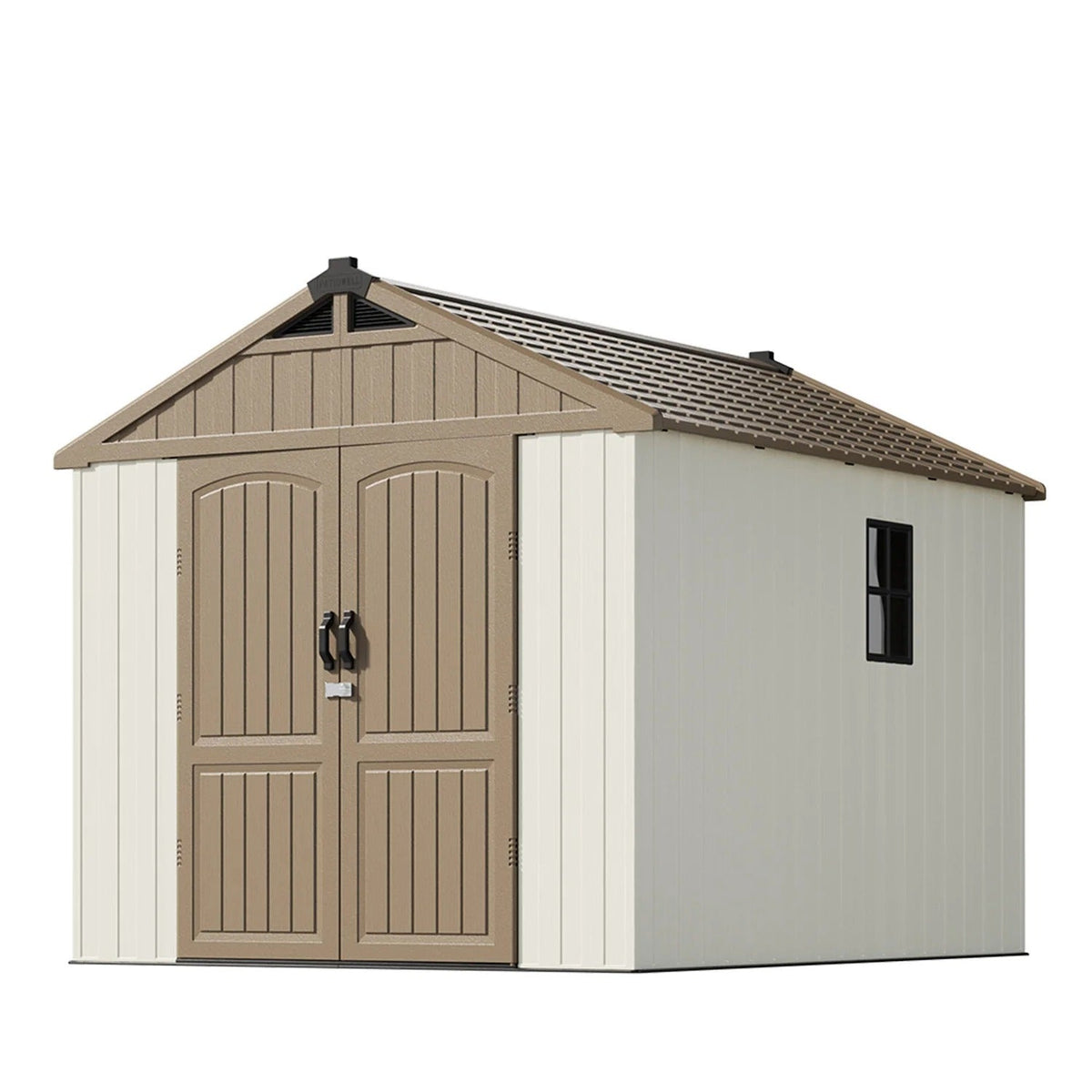 Patiowell Kick-it 8x10 shed in khaki and beige