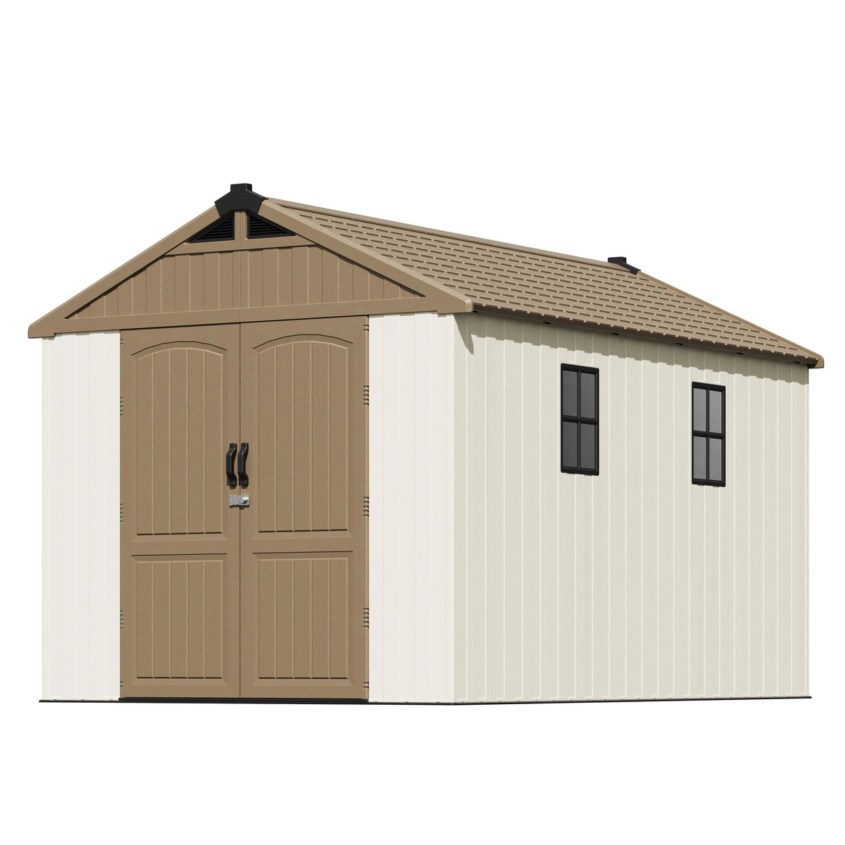 Patiowell Kick-it 8x12 shed in khaki and beige