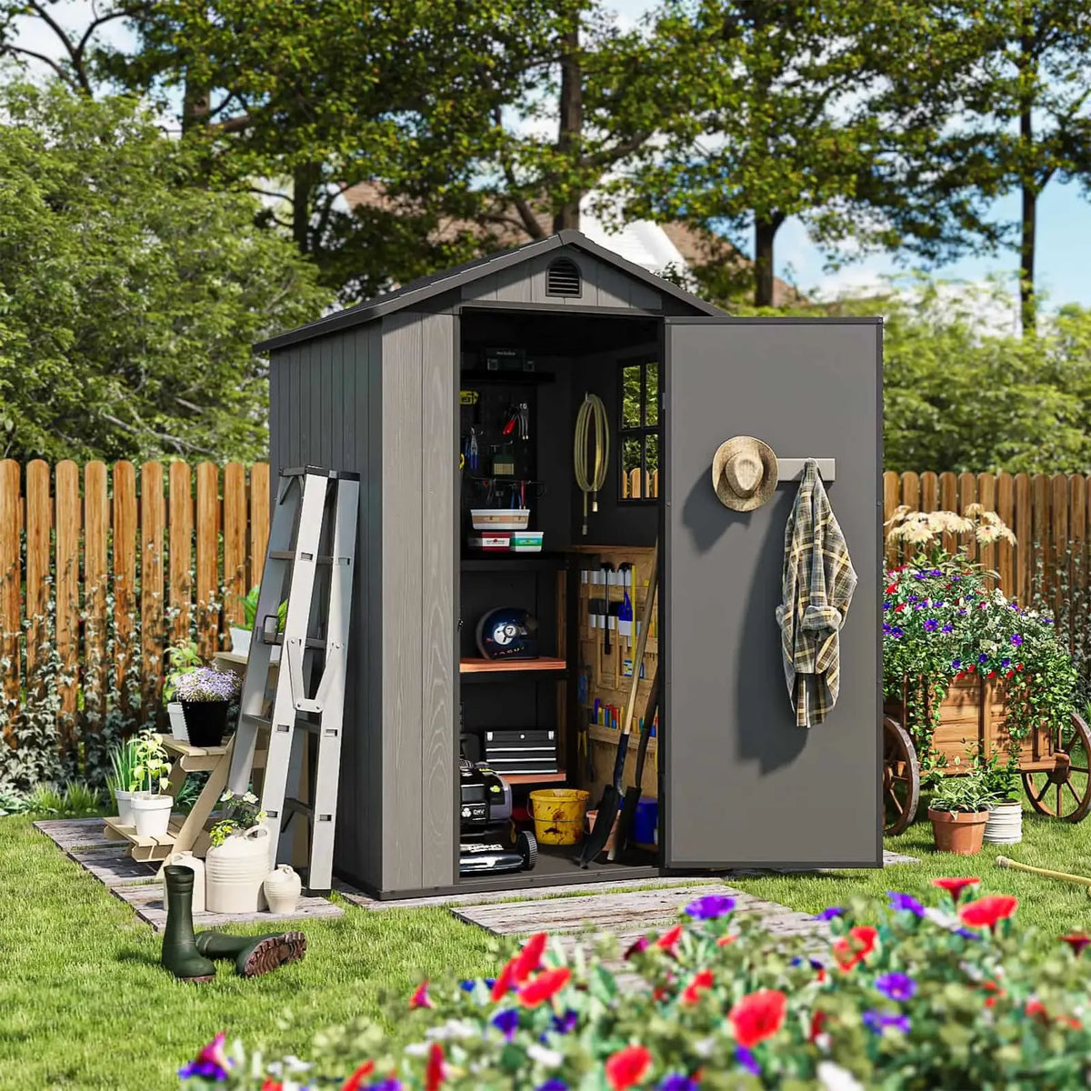 Patiowell 4x4 dark grey in a garden