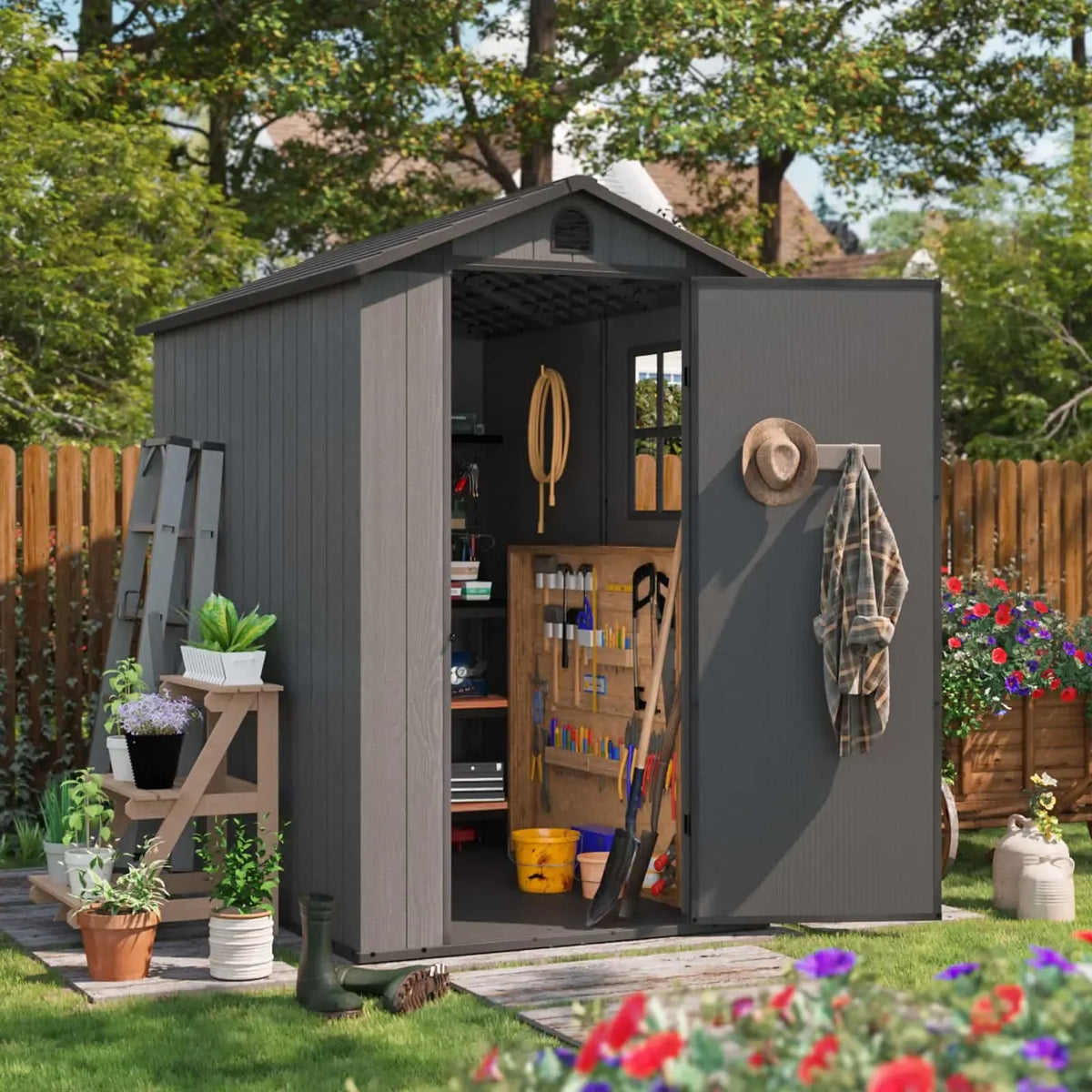 Patiowell 4x6 dark grey in a garden