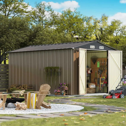 Patiowell 8x12 metal shed in a garden