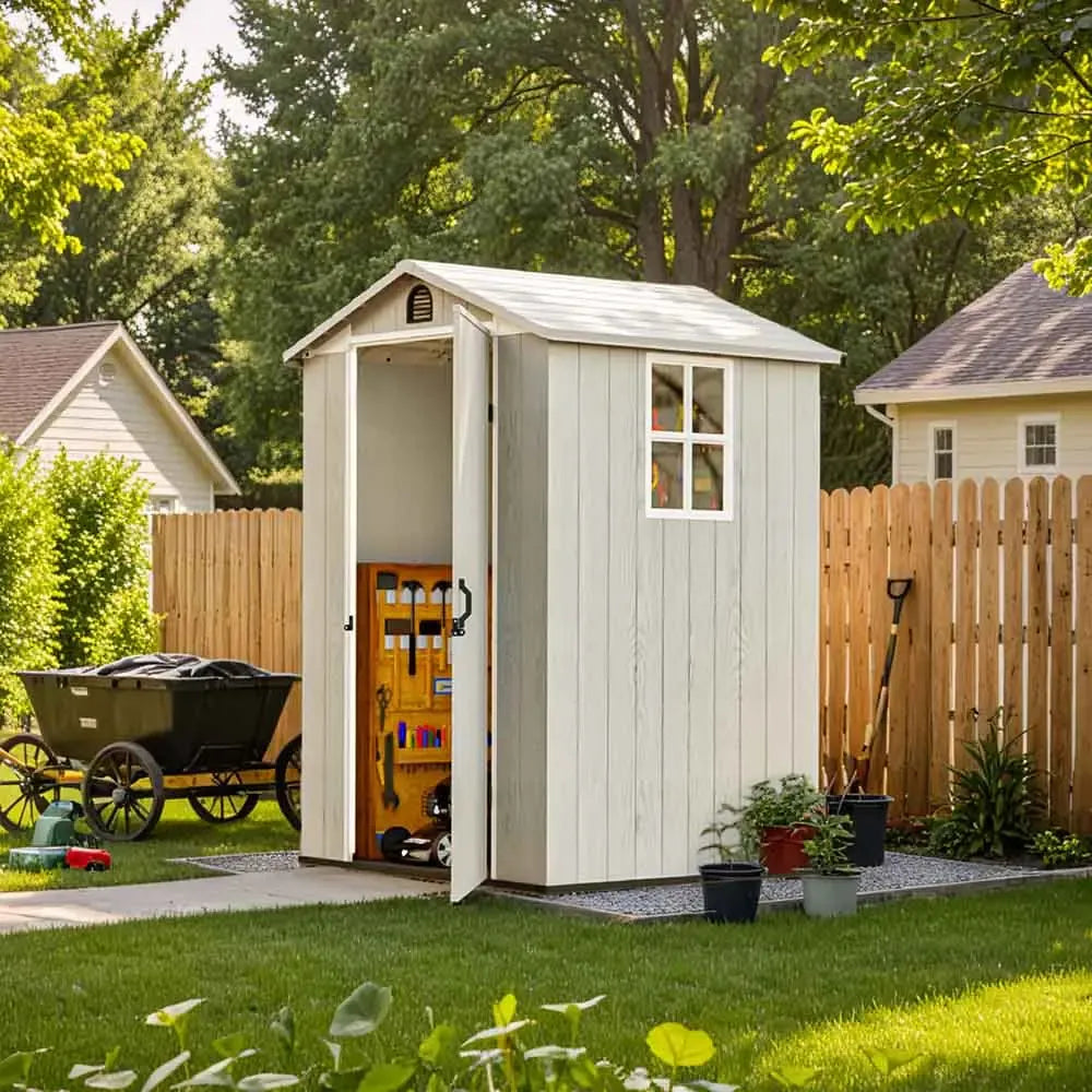 Patiowell 4x4 store in a garden