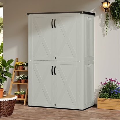 Patiowell 50 cu.ft beige cabinet closed