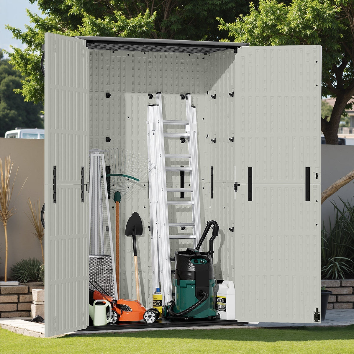 Patiowell 50 cu.ft beige cabinet open