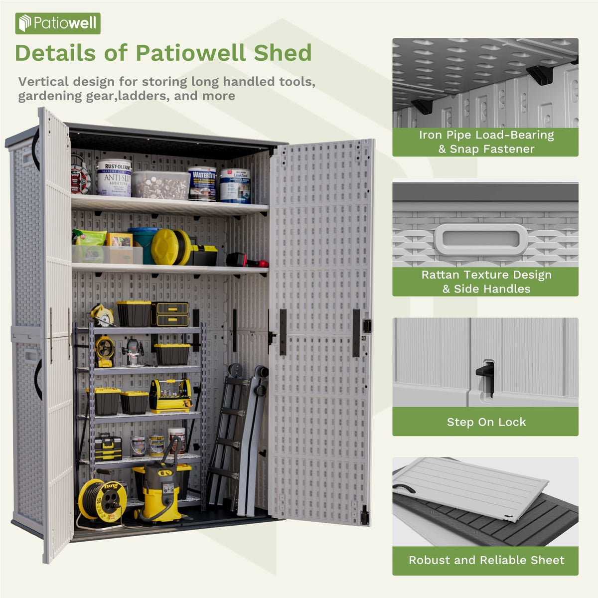 Patiowell cabinet features